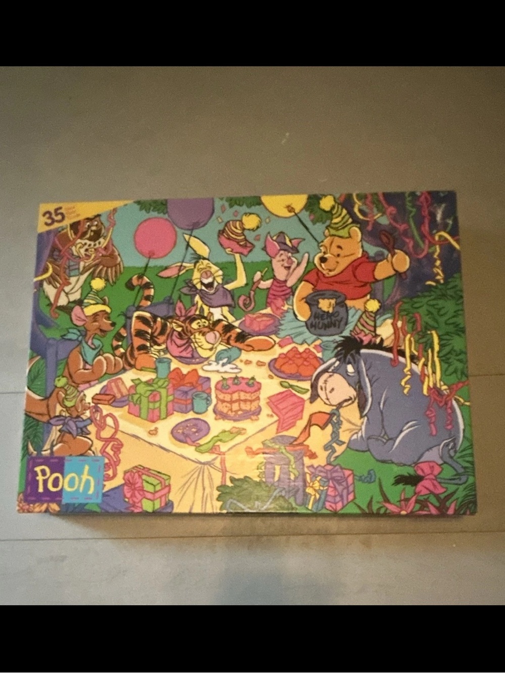 Disney Winnie the Pooh Party Puzzle - Yellow, Purple, Pink, Green, Blue